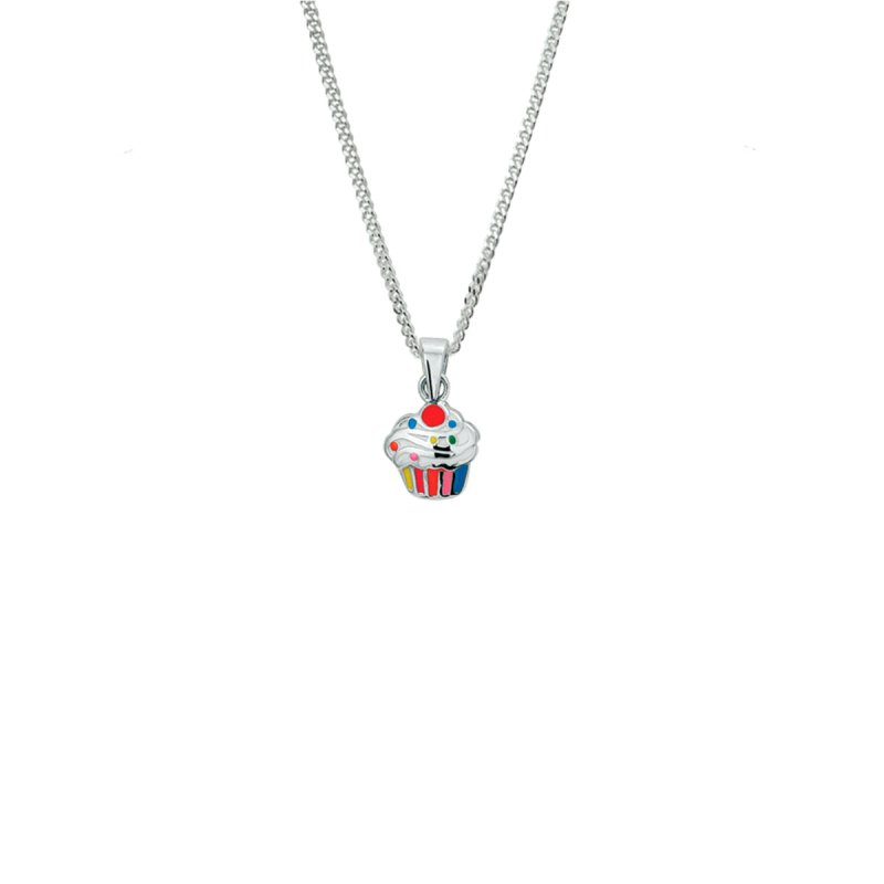 Zilveren ketting cupcake - Staartjes en Strikjes
