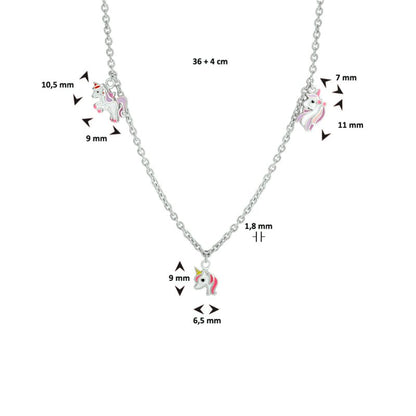 Zilveren ketting eenhoorn variatie - Staartjes en Strikjes