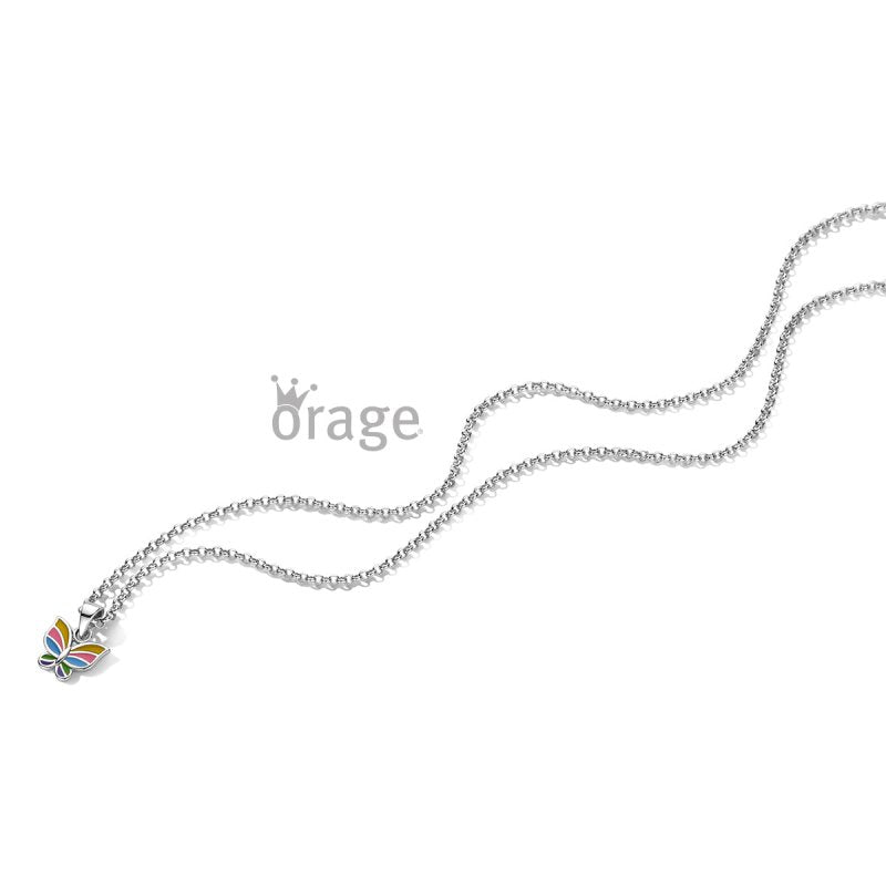 Zilveren ketting gestreepte vlinder Orage kids - Staartjes en Strikjes
