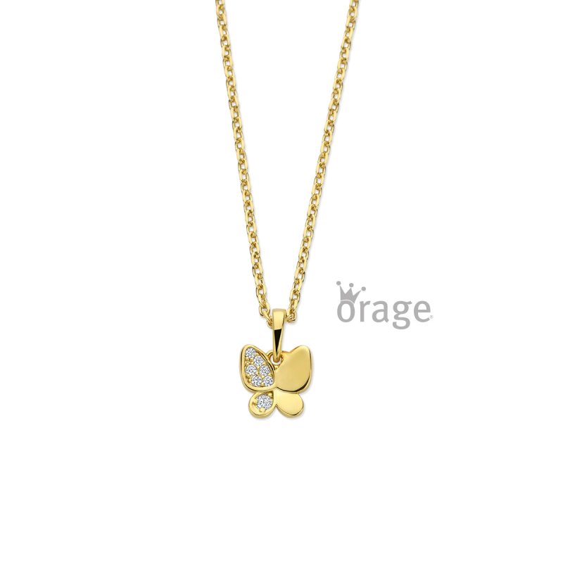 Zilveren ketting gold plated vlinder Orage Kids - Staartjes en Strikjes