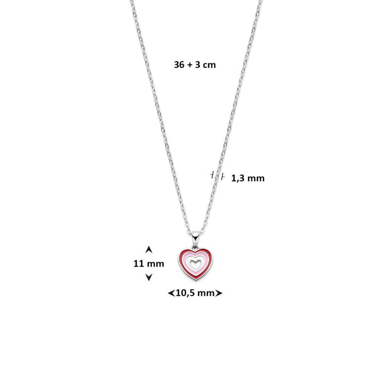 Zilveren ketting hartje roze tinten - Staartjes en Strikjes