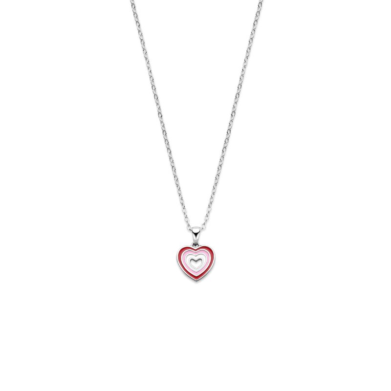Zilveren ketting hartje roze tinten - Staartjes en Strikjes