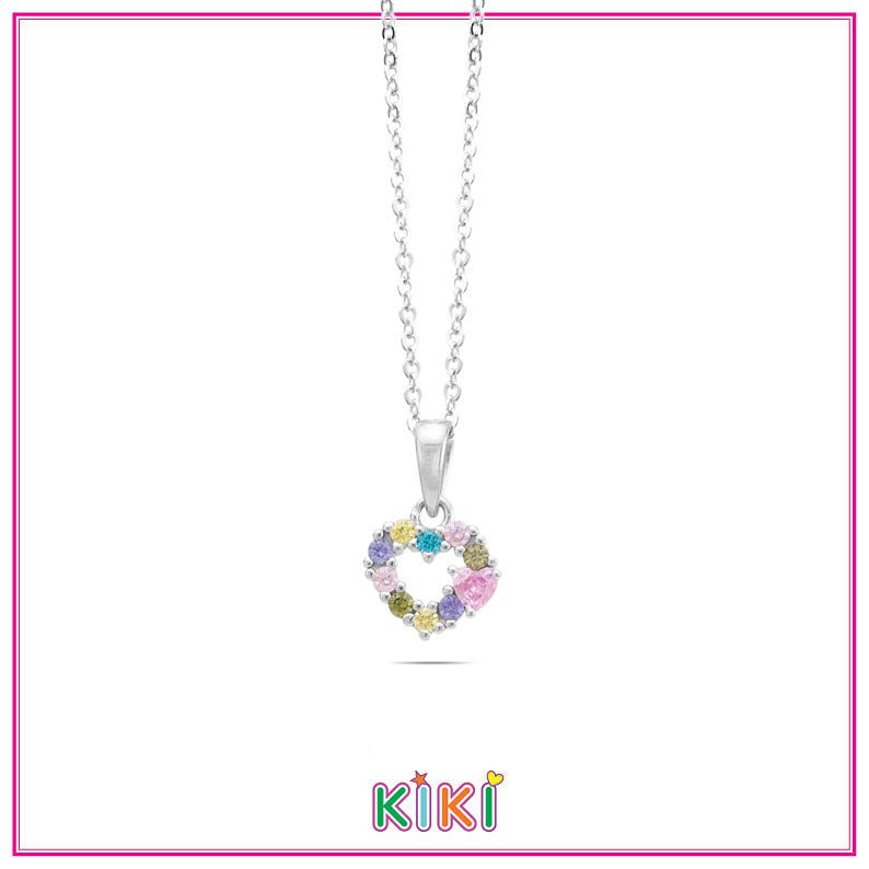 Zilveren kinder ketting hartje zirconia | Kiki - Staartjes en Strikjes