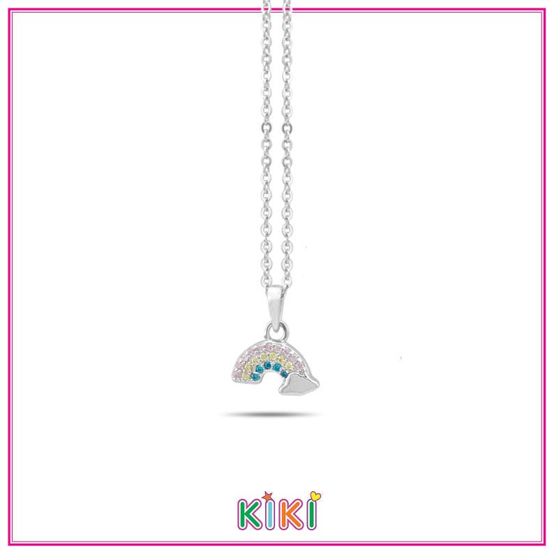 Zilveren kinder ketting regenboog | Kiki - Staartjes en Strikjes