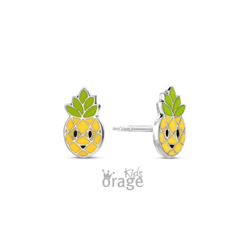 Zilveren kinderoorbellen ananas Orage kids - Staartjes en Strikjes