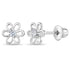 Zilveren kinderoorbellen bloemetje met zirconia | schroefsluiting - Staartjes en Strikjes