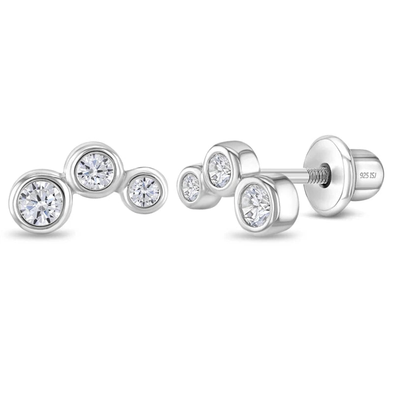 Zilveren kinderoorbellen bolletjes | schroefsluiting - Staartjes en Strikjes