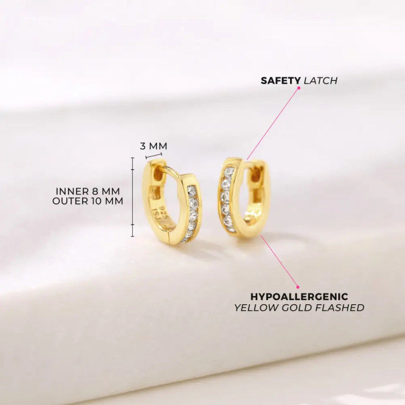 Zilveren kinderoorbellen creolen/oorringen goldplated met zirconia - Staartjes en Strikjes