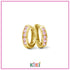 Zilveren kinderoorbellen creolen/oorringen goldplated roze zirconia | Kiki - Staartjes en Strikjes