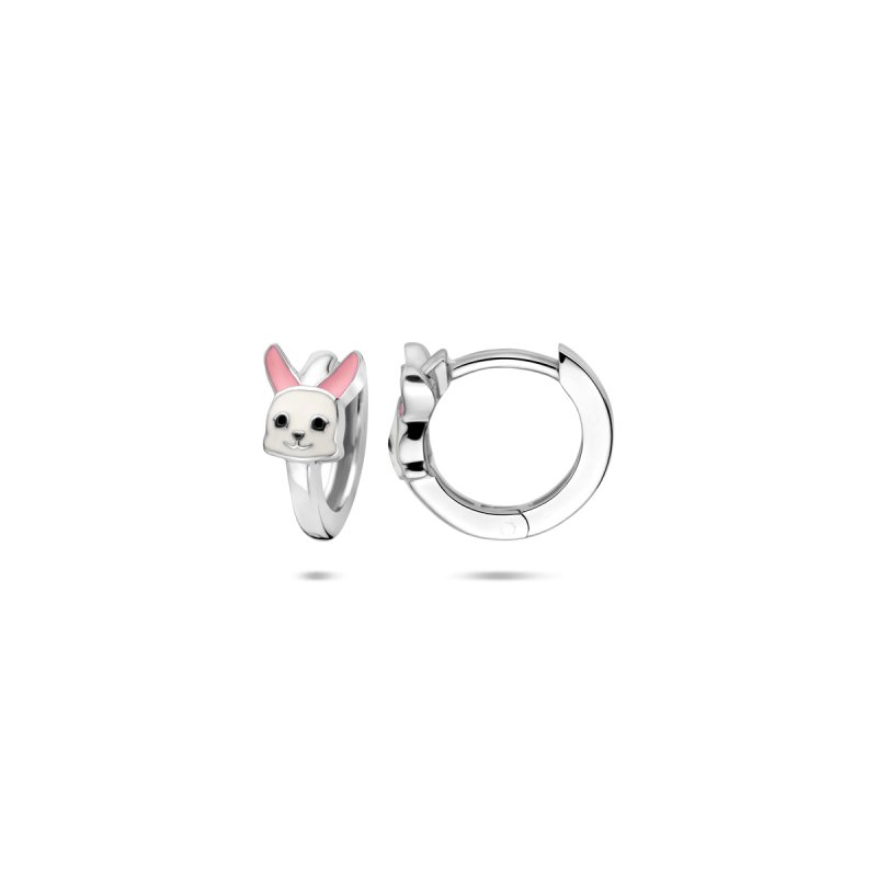 Zilveren kinderoorbellen creolen/oorringen konijn - Staartjes en Strikjes