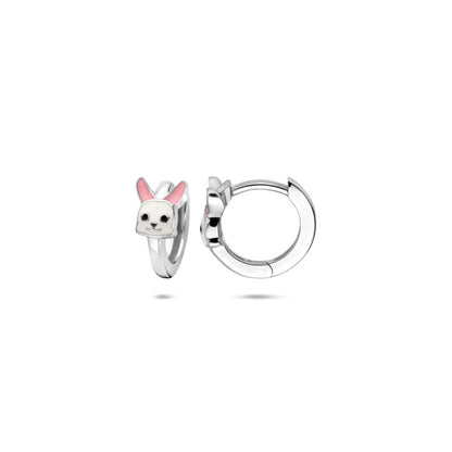 Zilveren kinderoorbellen creolen/oorringen konijn - Staartjes en Strikjes