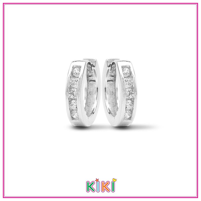 Zilveren kinderoorbellen creolen/oorringen met zirconia | Kiki - Staartjes en Strikjes