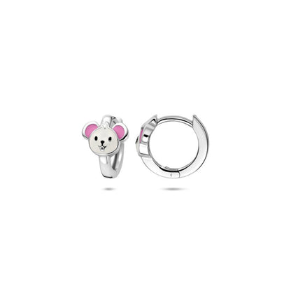 Zilveren kinderoorbellen creolen/oorringen muis - Staartjes en Strikjes