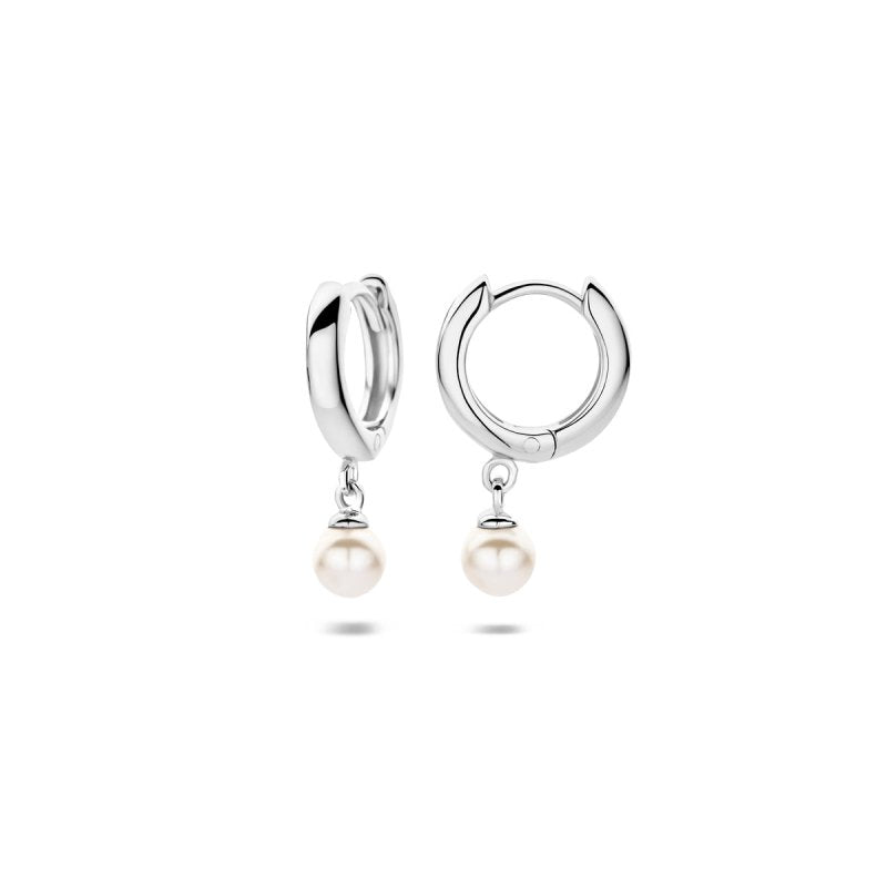 Zilveren kinderoorbellen creolen/oorringen pareltje - Staartjes en Strikjes