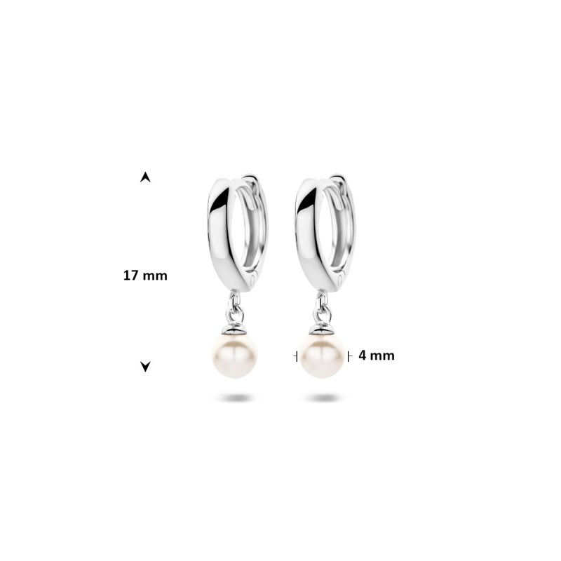 Zilveren kinderoorbellen creolen/oorringen pareltje - Staartjes en Strikjes