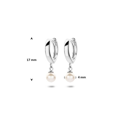 Zilveren kinderoorbellen creolen/oorringen pareltje - Staartjes en Strikjes