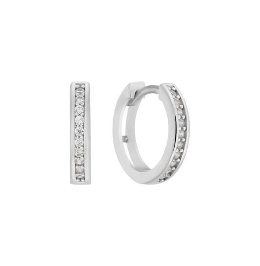 Zilveren kinderoorbellen creolen/oorringen zirconia steentjes - Staartjes en Strikjes