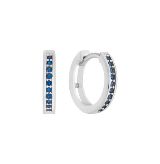 Zilveren kinderoorbellen creolen/oorringen zirconia steentjes donkerblauw - Staartjes en Strikjes