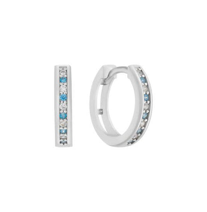 Zilveren kinderoorbellen creolen/oorringen zirconia steentjes zilver/wit/ aqua blauw - Staartjes en Strikjes