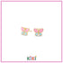 Zilveren kinderoorbellen gold plated vlinder roze/blauw | Kiki - Staartjes en Strikjes