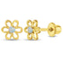 Zilveren kinderoorbellen goldplated bloemetje opaal look | schroefsluiting - Staartjes en Strikjes