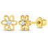 Zilveren kinderoorbellen goldplated bloemetje zirconia | schroefsluiting - Staartjes en Strikjes