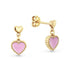 Zilveren kinderoorbellen goldplated hangertjes met roze hartjes - Staartjes en Strikjes