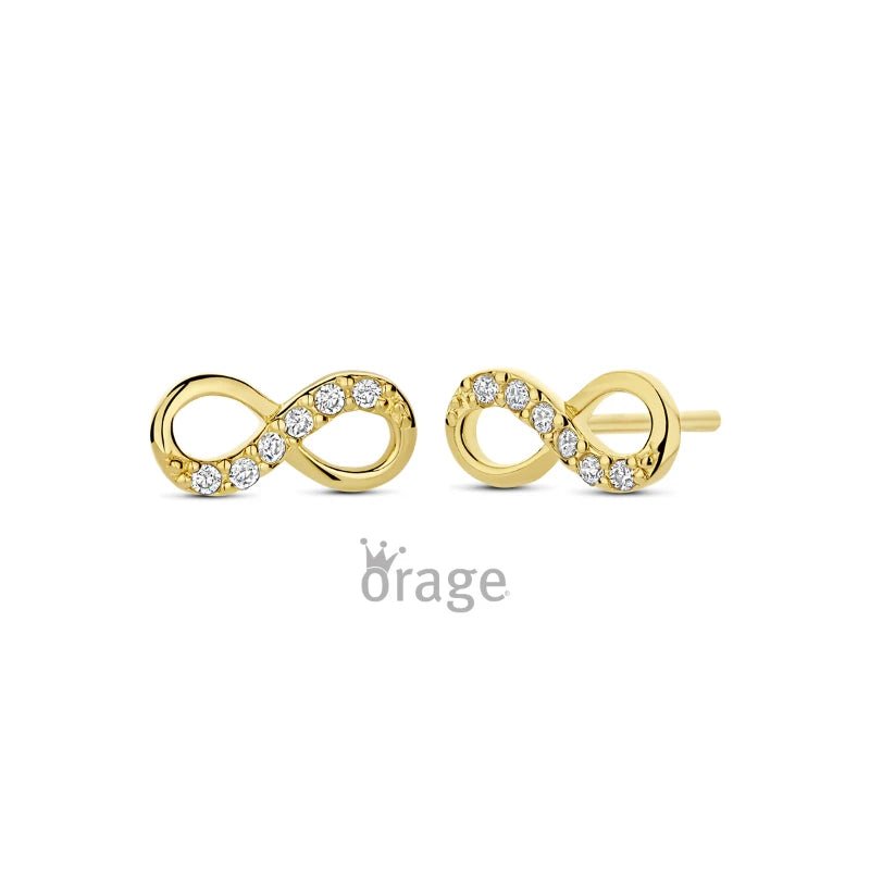 Zilveren kinderoorbellen goldplated infinity - Orage - Staartjes en Strikjes