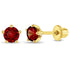 Zilveren kinderoorbellen goldplated knopje rood zirconia | schroefsluiting - Staartjes en Strikjes