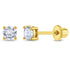 Zilveren kinderoorbellen goldplated knopje zirconia 3 mm | schroefsluiting - Staartjes en Strikjes