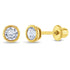 Zilveren kinderoorbellen goldplated knopje zirconia | schroefsluiting - Staartjes en Strikjes