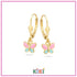 Zilveren kinderoorbellen goldplated met hangertjes vlinder blauw/roze | Kiki - Staartjes en Strikjes