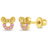 Zilveren kinderoorbellen goldplated muis lichtroze | schroefsluiting - Staartjes en Strikjes