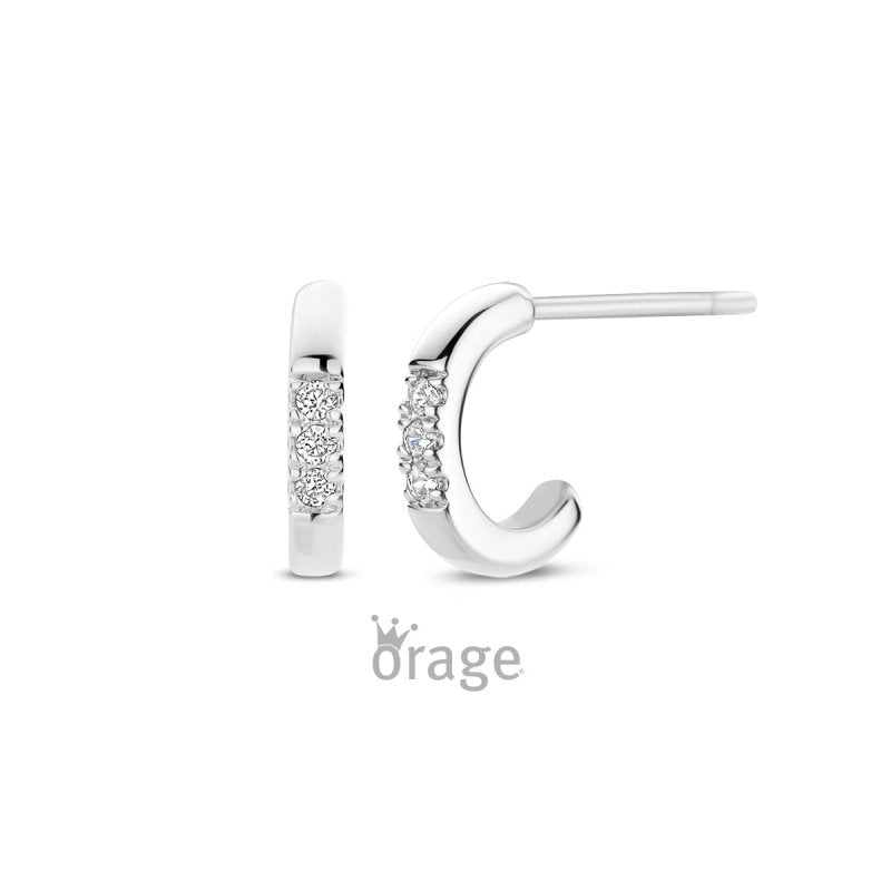 Zilveren kinderoorbellen half ringetje zirconia Orage kids - Staartjes en Strikjes