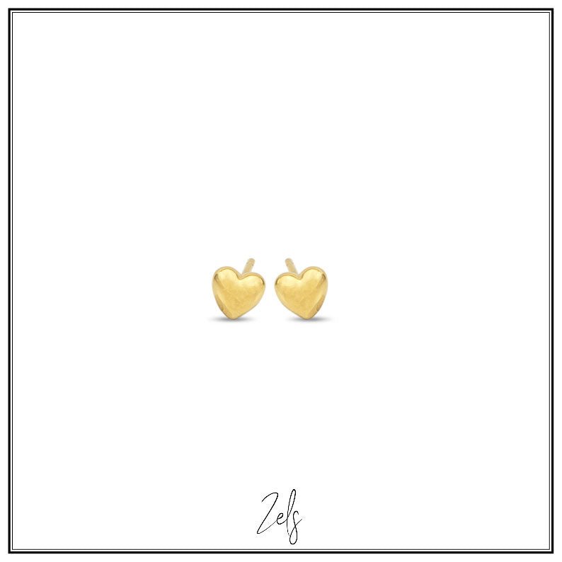 Zilveren kinderoorbellen hartje goldplated | Zels - Staartjes en Strikjes