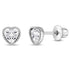 Zilveren kinderoorbellen hartje zirconia | schroefsluiting - Staartjes en Strikjes