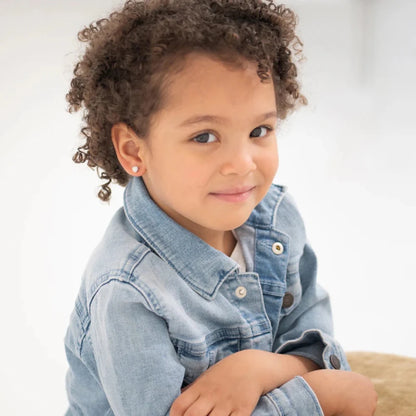 Zilveren kinderoorbellen hartjes opaal look | schroefsluiting - Staartjes en Strikjes