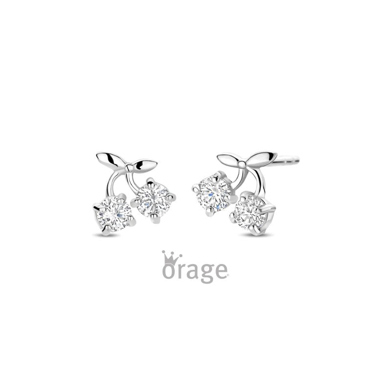Zilveren kinderoorbellen kersjes zirconia Orage kids - Staartjes en Strikjes