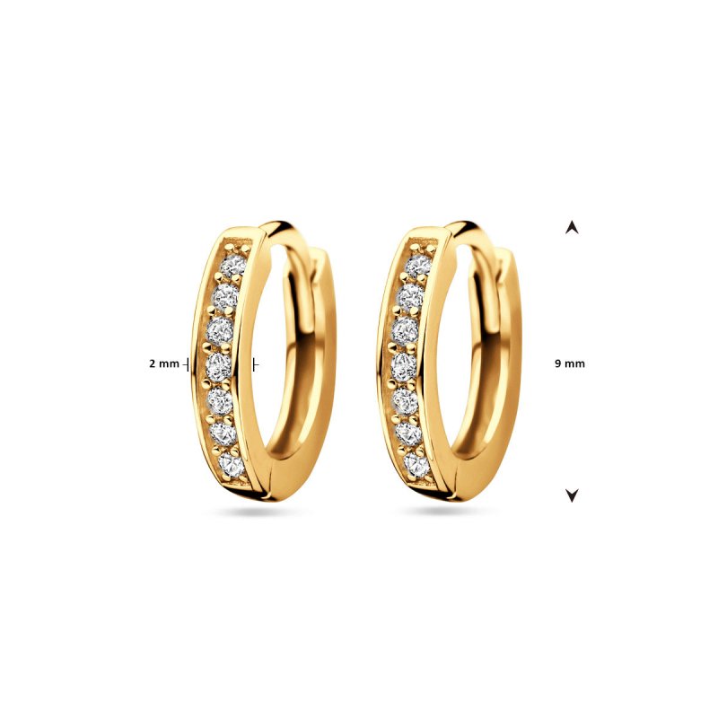 Zilveren kinderoorbellen kleine goldplated creolen/oorringen zirconia - Staartjes en Strikjes