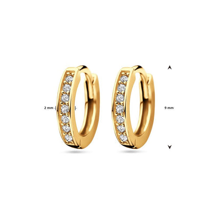 Zilveren kinderoorbellen kleine goldplated creolen/oorringen zirconia - Staartjes en Strikjes