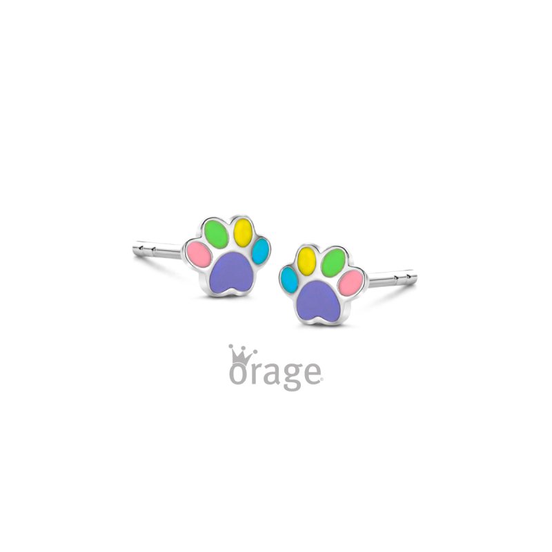 Zilveren kinderoorbellen kleine hondenpootjes - Orage Kids - Staartjes en Strikjes