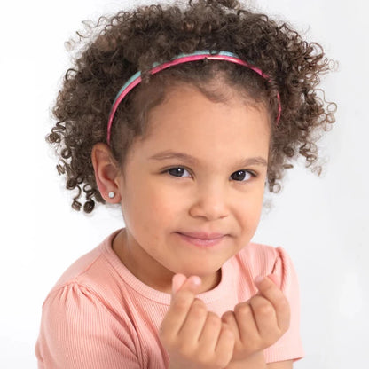 Zilveren kinderoorbellen knopje opaal look | schroefsluiting - Staartjes en Strikjes