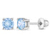 Zilveren kinderoorbellen knopje zirconia 4 mm zacht blauw | schroefsluiting - Staartjes en Strikjes