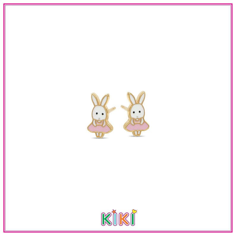 Zilveren kinderoorbellen konijntje goldplated | Kiki - Staartjes en Strikjes