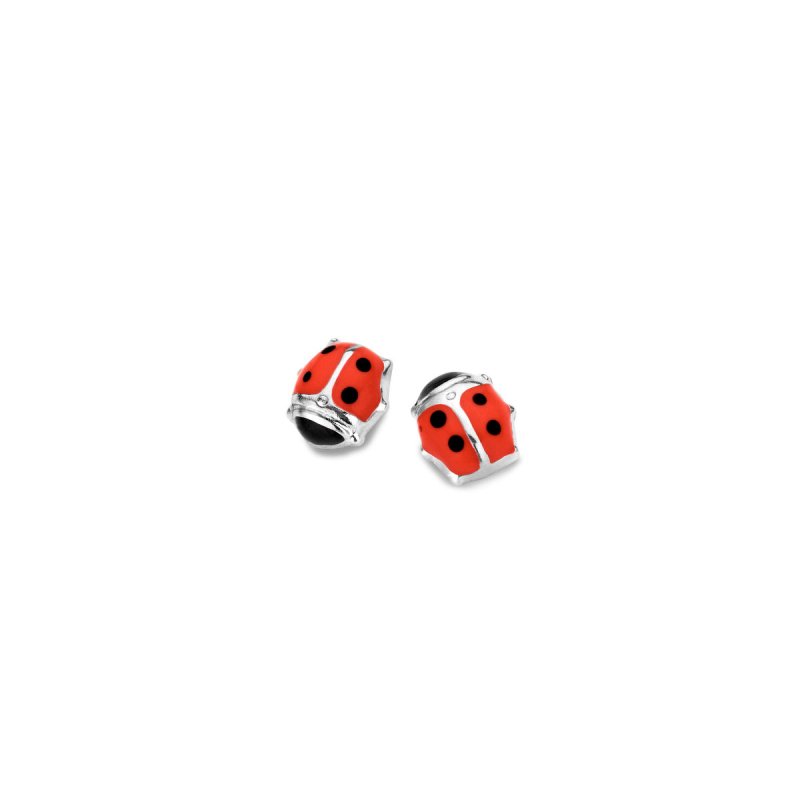 Zilveren kinderoorbellen lieveheersbeestjes 4,5 mm. Naiomy Princess - Staartjes en Strikjes