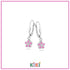 Zilveren kinderoorbellen met hangertjes bloemetjes roze | Kiki - Staartjes en Strikjes
