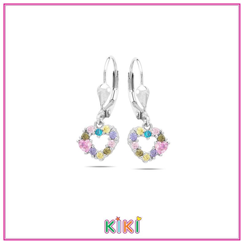 Zilveren kinderoorbellen met hangertjes hartjes | Kiki - Staartjes en Strikjes