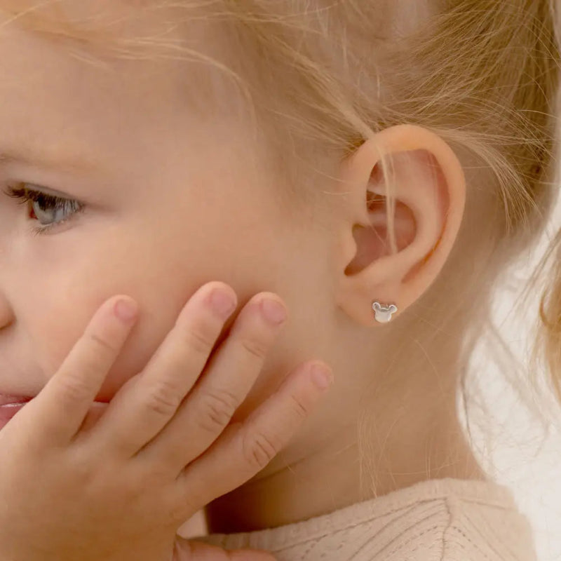 Zilveren kinderoorbellen muis | schroefsluiting - Staartjes en Strikjes