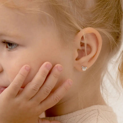 Zilveren kinderoorbellen muis | schroefsluiting - Staartjes en Strikjes