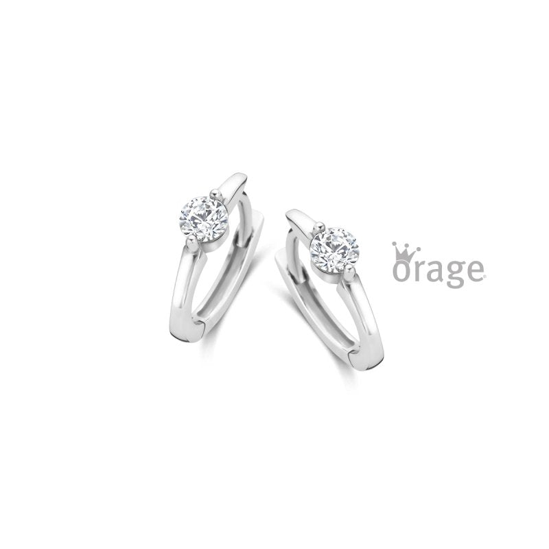 Zilveren kinderoorbellen oorringen/creolen met zirconia - Orage kids - Staartjes en Strikjes